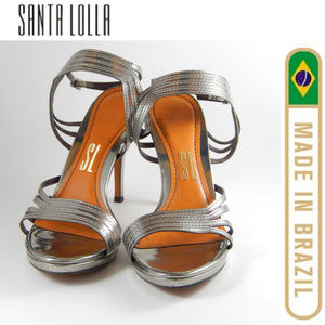 Santa Lolla Sandal Size 9 Silver Made in Brazil